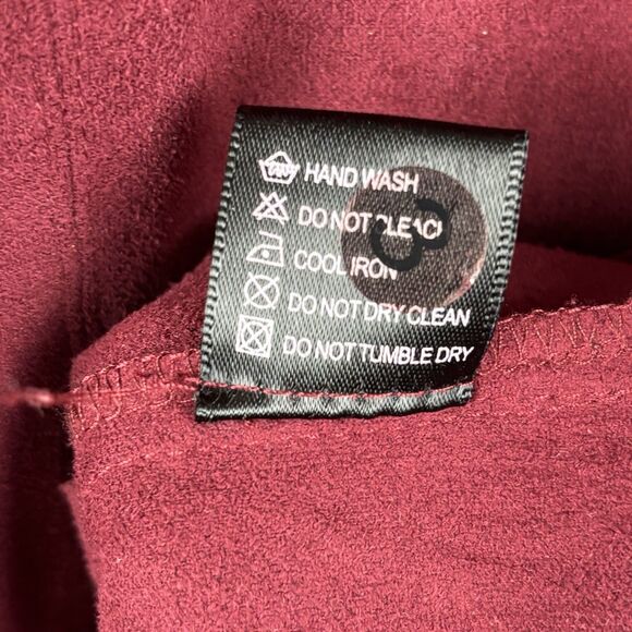 Olivaceous Burgundy Red Microfiber Mini Dress Womens Medium Faux Suede Short Slv - Picture 8 of 11